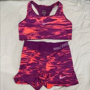 Nike Pro Vibrant Purple and Orange Set